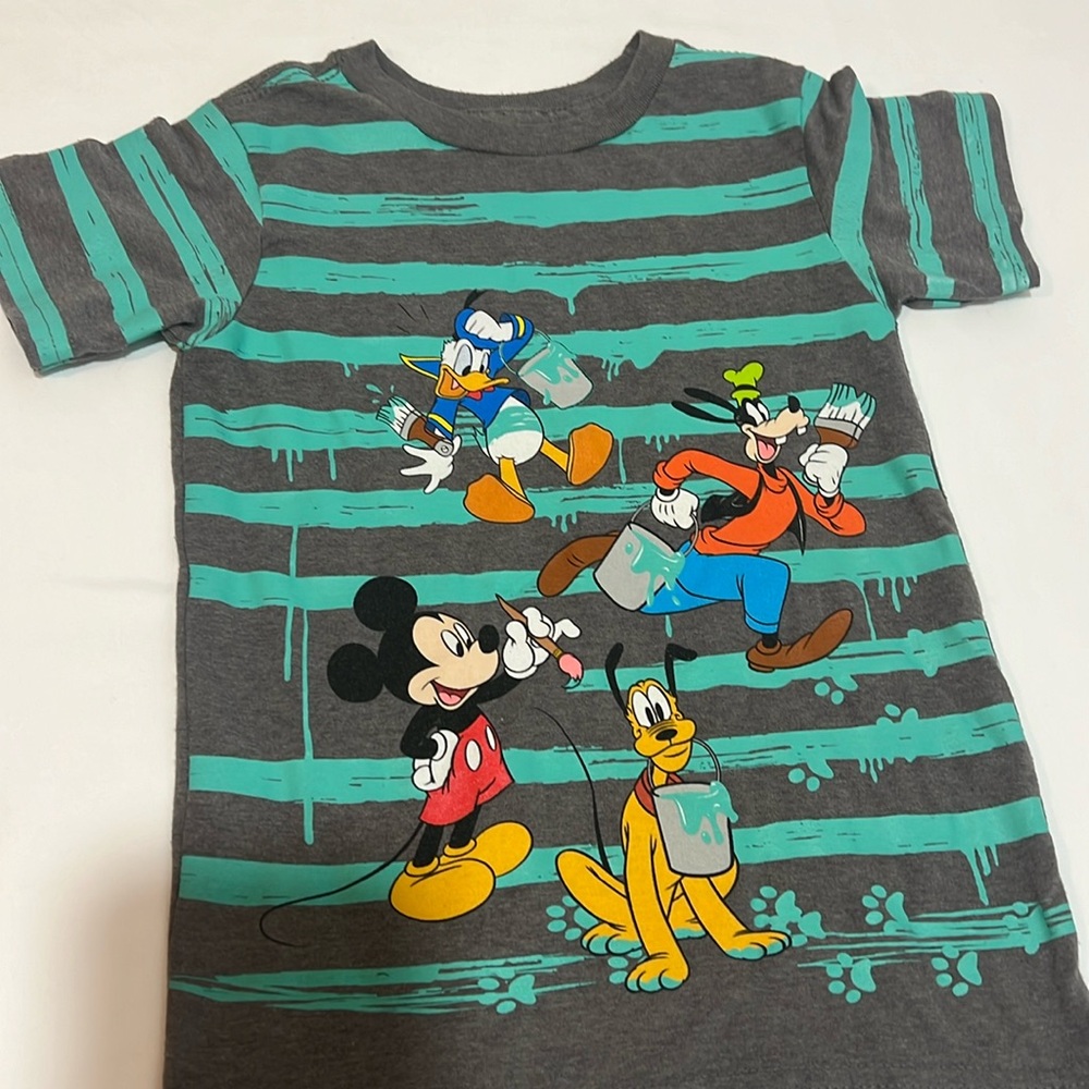 Mickey Mouse and friends stripped t-shirt-grey/green - size 4